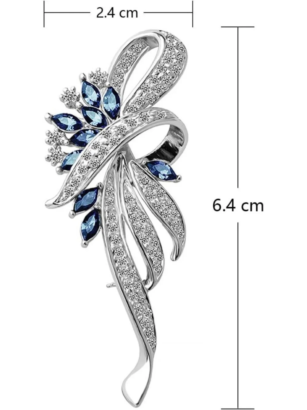 Vintage Floral Crystal Brooch Pin for Women | Blue/Purple Gemstone Jewelry